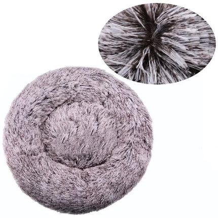 40-90cm Round Pet Bed for Large Dog Bed Super Soft Cat Bed Long Plush Dog House for Medium Dog House Winter Warm Sleeping 40cm / Gemengd Bruin
