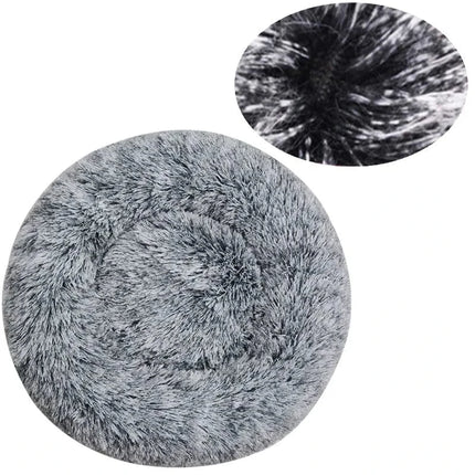 40-90cm Round Pet Bed for Large Dog Bed Super Soft Cat Bed Long Plush Dog House for Medium Dog House Winter Warm Sleeping 40cm / Gemengd Donkergrijs
