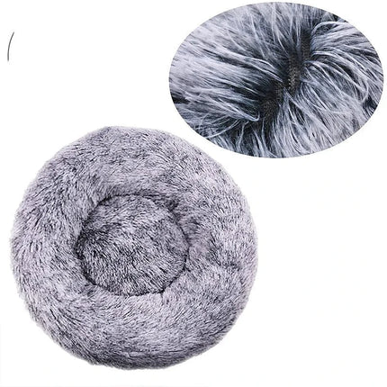 40-90cm Round Pet Bed for Large Dog Bed Super Soft Cat Bed Long Plush Dog House for Medium Dog House Winter Warm Sleeping 40cm / Gemengd Grijs