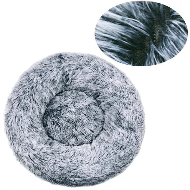 40-90cm Round Pet Bed for Large Dog Bed Super Soft Cat Bed Long Plush Dog House for Medium Dog House Winter Warm Sleeping 40cm / Gemengd Lichtgrijs