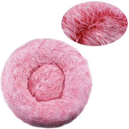 40-90cm Round Pet Bed for Large Dog Bed Super Soft Cat Bed Long Plush Dog House for Medium Dog House Winter Warm Sleeping 40cm / Gemengd Roze