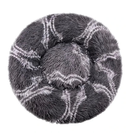 40-90cm Round Pet Bed for Large Dog Bed Super Soft Cat Bed Long Plush Dog House for Medium Dog House Winter Warm Sleeping 40cm / Zwart Patroon