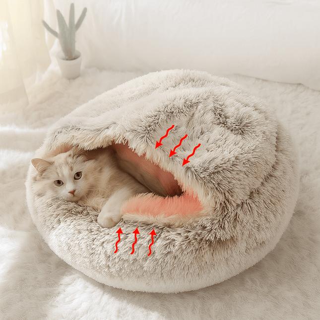 Autumn and Winter soft plush pet bed and pet bed Winter warm and cold plush comforter nest Shell cat nest semi-enclosed cat nest