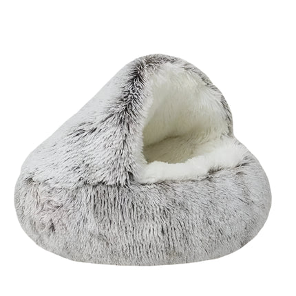 Autumn and Winter soft plush pet bed and pet bed Winter warm and cold plush comforter nest Shell cat nest semi-enclosed cat nest Brown plush / 40x40cm
