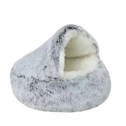 Autumn and Winter soft plush pet bed and pet bed Winter warm and cold plush comforter nest Shell cat nest semi-enclosed cat nest Grey plush / 60c60cm