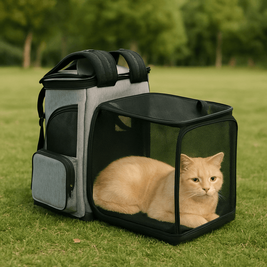 Breathable Pet Cat Carrier Backpack Foldable Pet Carrier Transport Travel Bag Expandable Large Capacity Creative for Cats Dogs Grijs