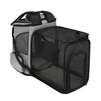 Breathable Pet Cat Carrier Backpack Foldable Pet Carrier Transport Travel Bag Expandable Large Capacity Creative for Cats Dogs Grijs