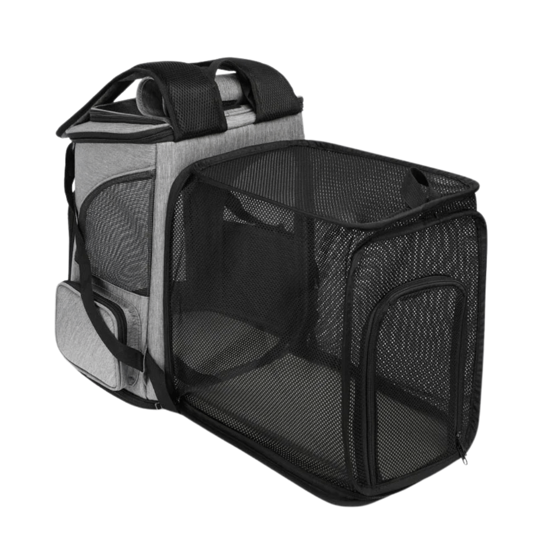 Breathable Pet Cat Carrier Backpack Foldable Pet Carrier Transport Travel Bag Expandable Large Capacity Creative for Cats Dogs Grijs