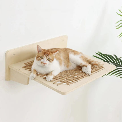 Cat Wall Mounted Furniture Floating Shelf With Cat Scratching Post Climbing Perches Hammock Wall Steps For Sleeping Playing Rest