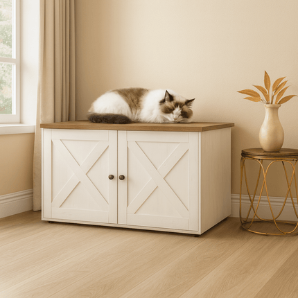 Kattenbak Kast met Deuren – Stijlvol Houten Kastje voor Kattenbak, 80 x 53 x 50 cm, Diverse Kleuren