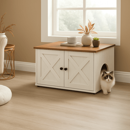 Kattenbak Kast met Deuren – Stijlvol Houten Kastje voor Kattenbak, 80 x 53 x 50 cm, Diverse Kleuren