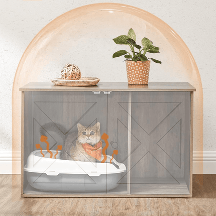 Kattenbak Kast met Deuren – Stijlvol Houten Kastje voor Kattenbak, 80 x 53 x 50 cm, Diverse Kleuren