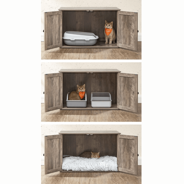 Kattenbak Kast met Deuren – Stijlvol Houten Kastje voor Kattenbak, 80 x 53 x 50 cm, Diverse Kleuren