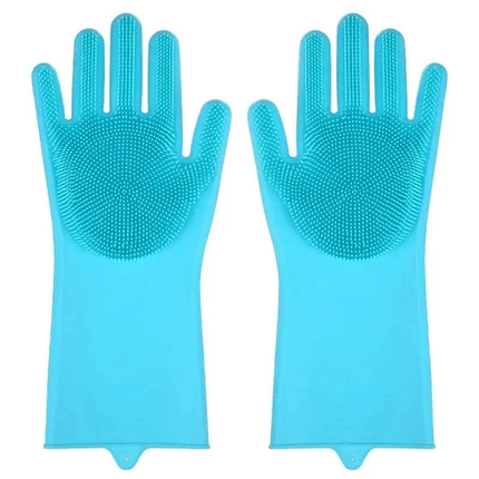 Kattenborstel Handschoen | Katspullen Blauw