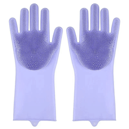 Kattenborstel Handschoen | Katspullen Paars