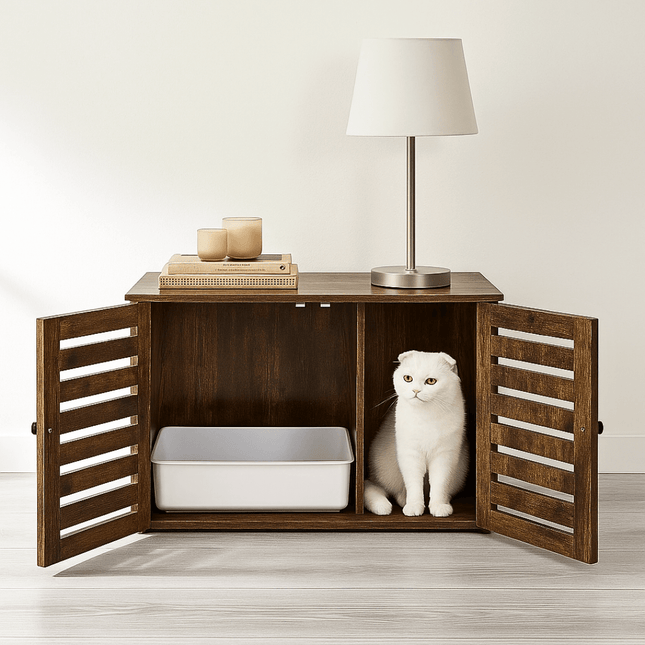 Kattenhuis met Litterbox – Vintage Bruin, Ruim en Multifunctioneel, 80x53x49 cm Default