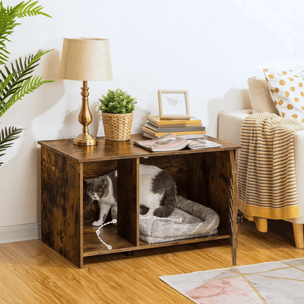 Kattenhuis met Litterbox – Vintage Bruin, Ruim en Multifunctioneel, 80x53x49 cm Default