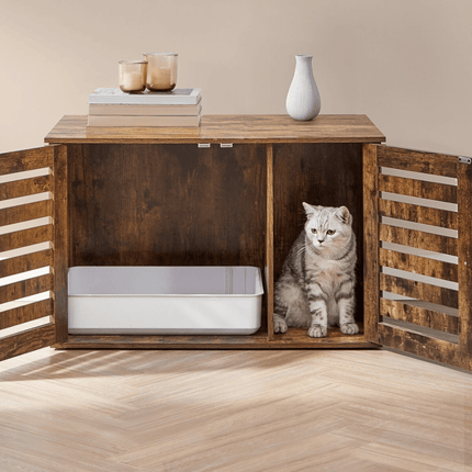 Kattenhuis met Litterbox – Vintage Bruin, Ruim en Multifunctioneel, 80x53x49 cm Default