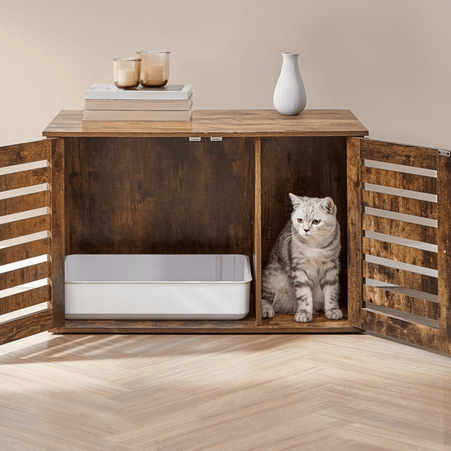 Kattenhuis met Litterbox – Vintage Bruin, Ruim en Multifunctioneel, 80x53x49 cm Default