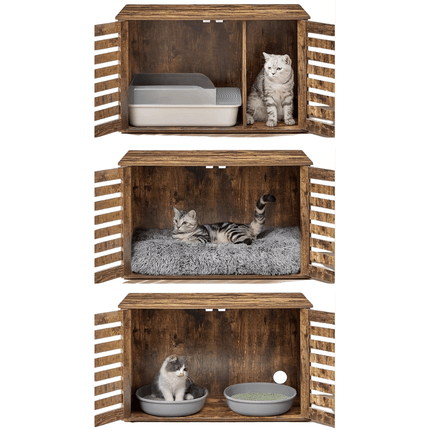 Kattenhuis met Litterbox – Vintage Bruin, Ruim en Multifunctioneel, 80x53x49 cm Default