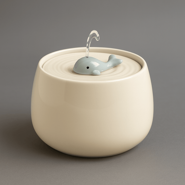 Keramische Drinkfontein Kat | Katspullen Beige