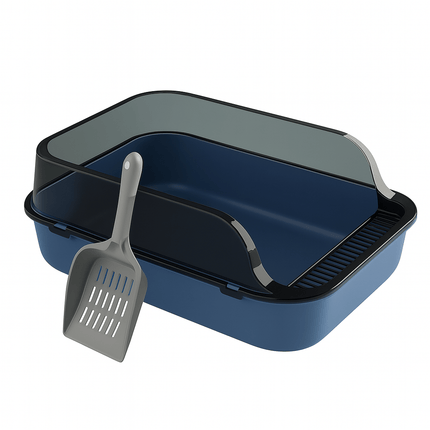 Kitty Sandbox Cat Litter Box Semi-enclosed Splashproof Cat Tray Cat Toilet Cleaning Basin Supplies Pet Toilet Kitten Tray Bedpan Blauw