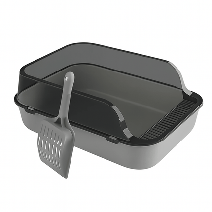 Kitty Sandbox Cat Litter Box Semi-enclosed Splashproof Cat Tray Cat Toilet Cleaning Basin Supplies Pet Toilet Kitten Tray Bedpan Grijs