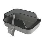 Kitty Sandbox Cat Litter Box Semi-enclosed Splashproof Cat Tray Cat Toilet Cleaning Basin Supplies Pet Toilet Kitten Tray Bedpan Grijs