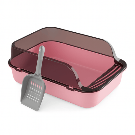 Kitty Sandbox Cat Litter Box Semi-enclosed Splashproof Cat Tray Cat Toilet Cleaning Basin Supplies Pet Toilet Kitten Tray Bedpan Roze