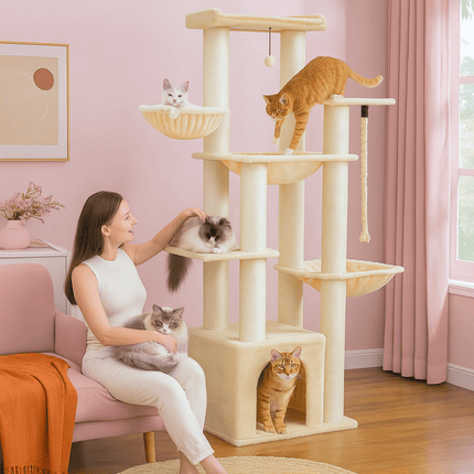 Krabpaal Grote Kat 170cm met Dikke Sisalpalen | Katspullen