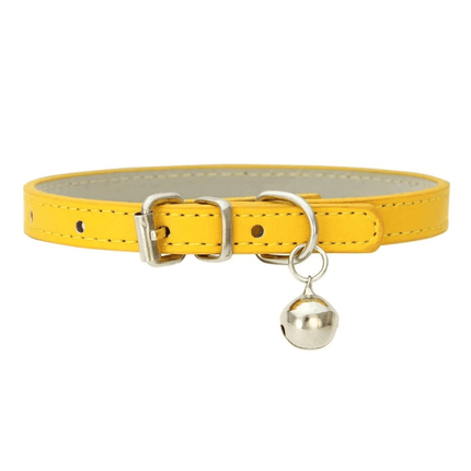 Leren Kattenhalsband | Katspullen Geel / XXS