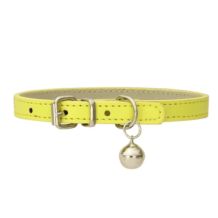 Leren Kattenhalsband | Katspullen Lichtgeel / XXS
