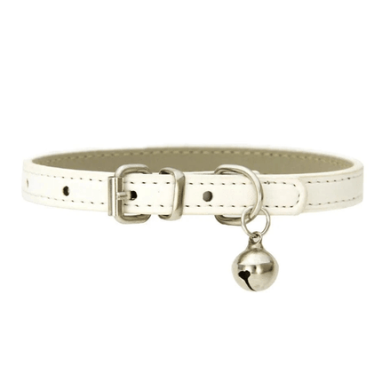Leren Kattenhalsband | Katspullen Wit / XXS