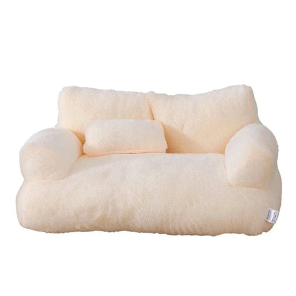 Luxury Cat Bed Sofa Winter Warm Cat Nest Pet Bed for Small Medium Dogs Cats Comfortable Plush Puppy Bed Pet Supplies Beige / 55x38x18cm