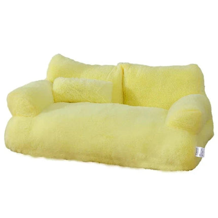Luxury Cat Bed Sofa Winter Warm Cat Nest Pet Bed for Small Medium Dogs Cats Comfortable Plush Puppy Bed Pet Supplies Geel / 55x38x18cm