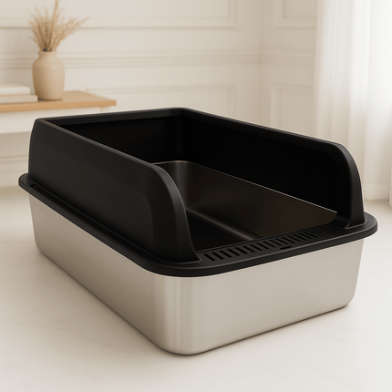 Stainless Steel Kattenbak | Katspullen Zwart L