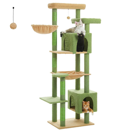 Tall Cat Tree for Indoor Large Cats Big Cat Tower  with Super Large Hammock Cat Climbing Tree with Scratching Posts Condo House
