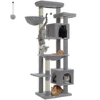 Tall Cat Tree for Indoor Large Cats Big Cat Tower  with Super Large Hammock Cat Climbing Tree with Scratching Posts Condo House AMT0293GY / GERMANY
