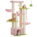 Tall Cat Tree with Condo Hammock Bed Large Cat Sisal Scratching Post for Indoor Multi-Level Cat Tower with Plush Perch Play Ball AMT0268PK / XL / CZECH REPUBLIC
