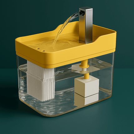 USB Automatic Water Drinking Fountain Dispenser live water circulation Cat Water Bowl Removable with Pump Water Filter Silent Geel