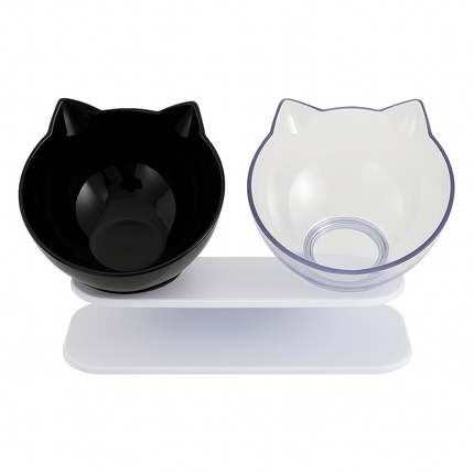 Verhoogde voerbak - ErgoPet Feeding Station Transparant en zwart